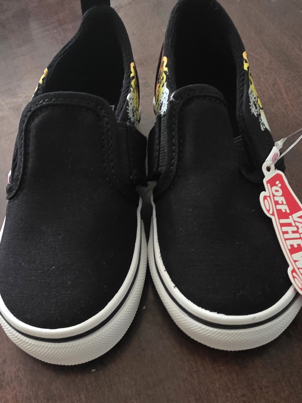 Vans Kids Black Slip-On Sneakers with White Sole